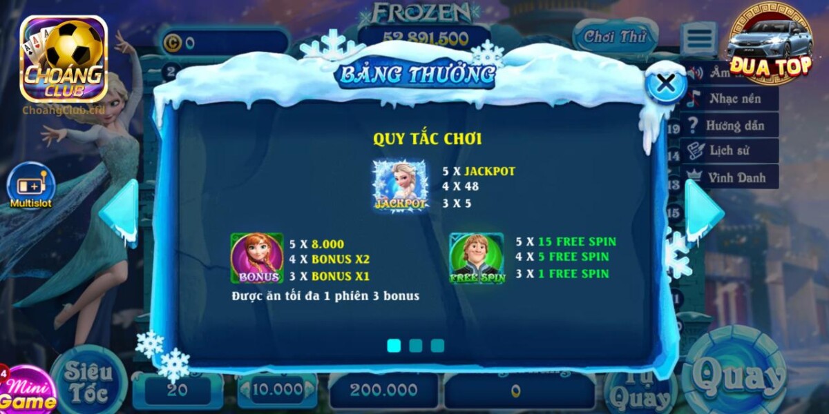 Biểu tượng thường xuyên xuất hiện trong game Frozen Choáng Club