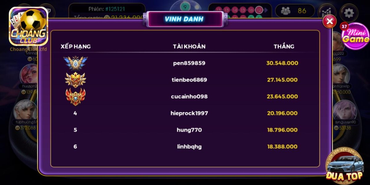 Đua Top Người Chơi Xuất Sắc Tại Tài Xỉu Sicbo