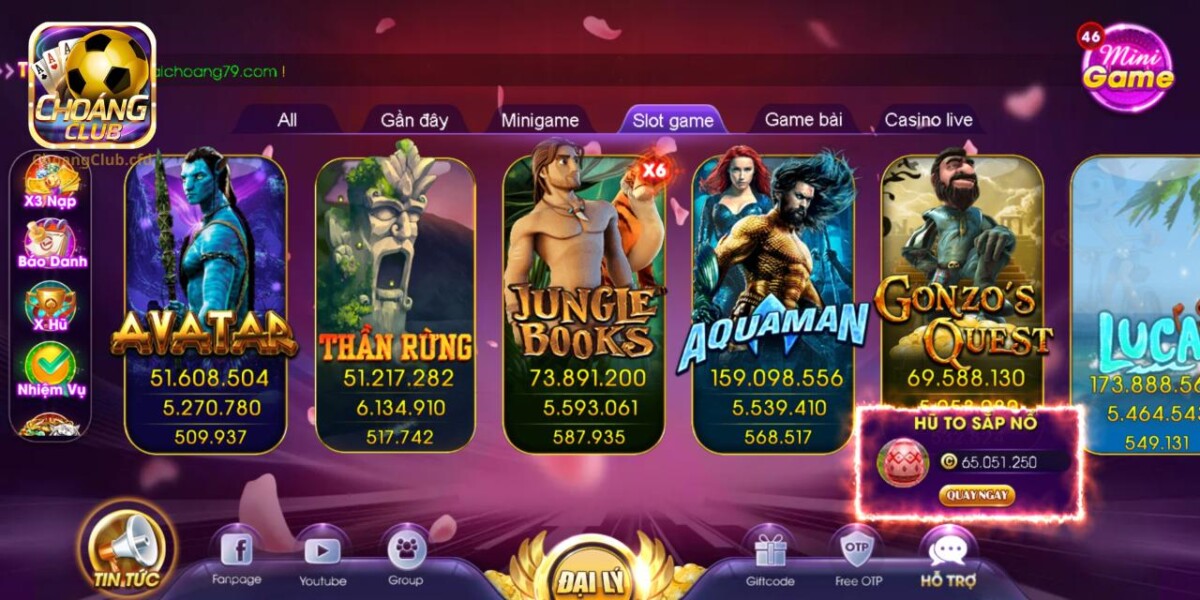 Sảnh game nổ hũ của Choang Club với tỷ lệ RPT lên đến 90%