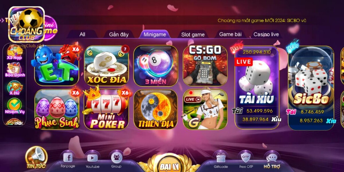 Sảnh Minigame tại Choáng Club sở hữu hơn 9 trò chơi khác nhau, dễ dàng chọn lựa